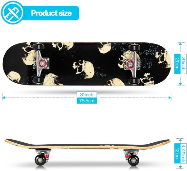 Skateboard for Teens and Adults by Gonex - Cool designs and Colors