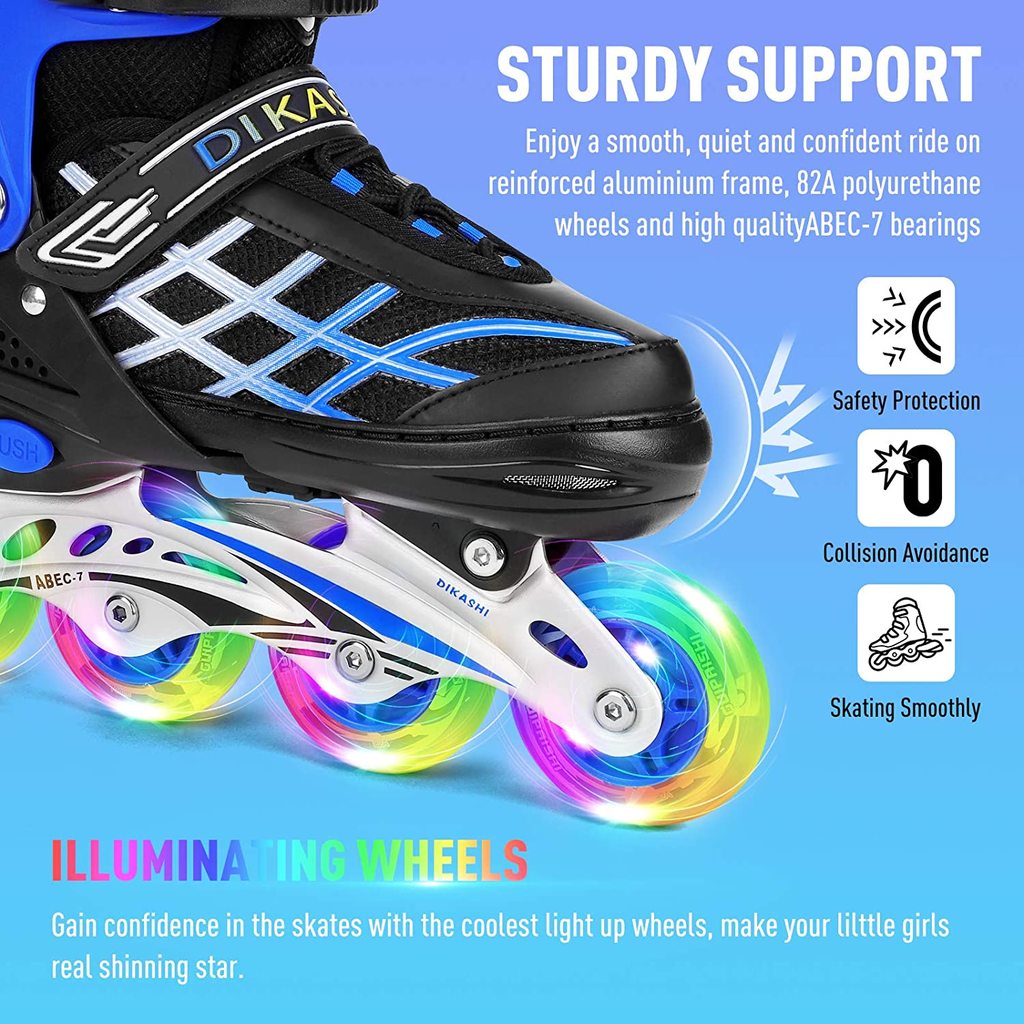 Adjustable Kids Inline Skates| Girls, Boys | Light-Up Wheels